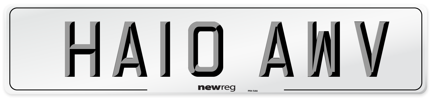 HA10 AWV Number Plate from New Reg